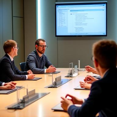 Grup de professionals reunits al voltant d'una taule